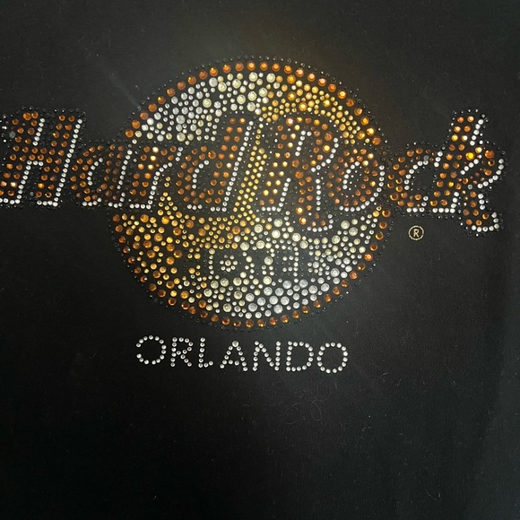Hard Rock Black T-Shirt with Rhinestone Logo - Picture 2 of 3